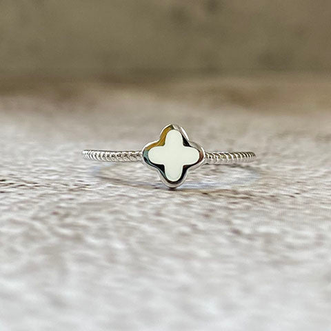 Enamel Quatrefoil Sign Ring