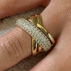 Triple Pave X Band Ring