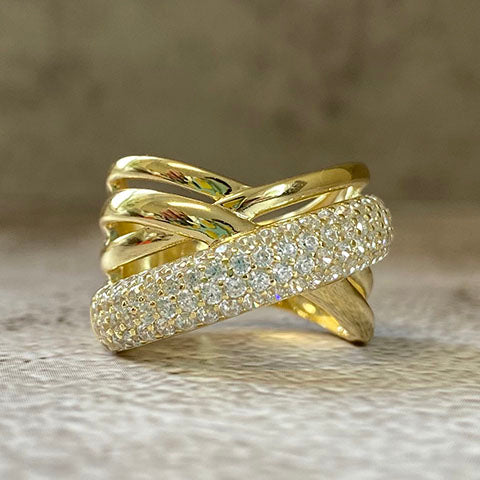 Triple Pave X Band Ring