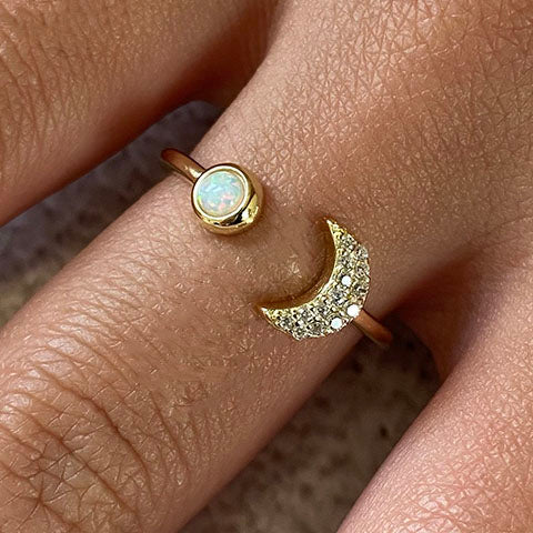 Pave Moon Open Ring