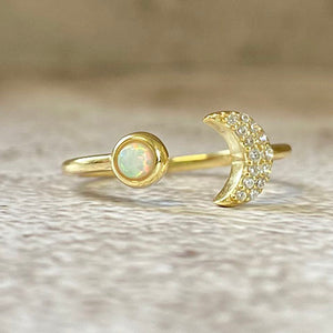 Pave Moon Open Ring