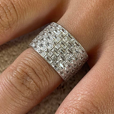 7 Row Baguette Cubic Zirconia Band Ring