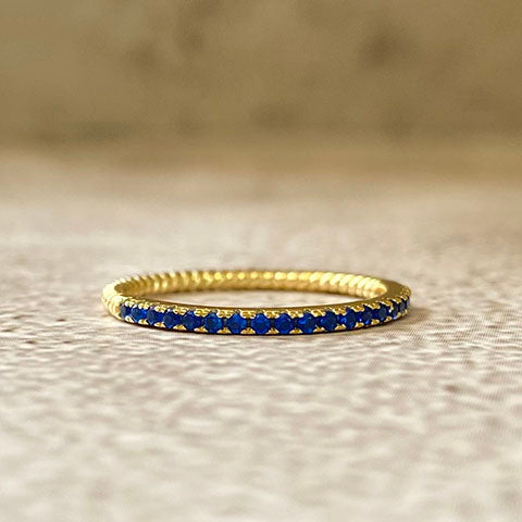 Blue Bubble Thin Band Ring