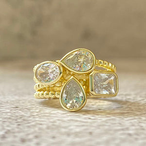 4 Cubic Zirconia Bubble Band Ring