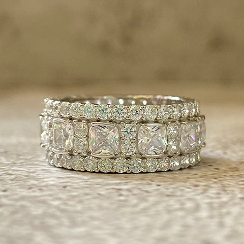 Cushion Cut Cubic Zirconia Eternity Band Ring