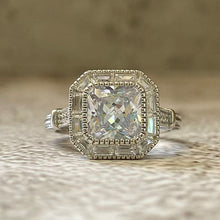 Square Solitaire with Halo Ring