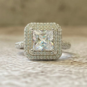 Square Double Halo Ring