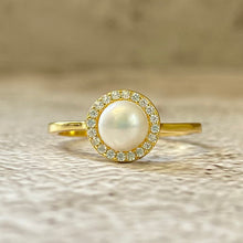 Pearl Cubic Zirconia Halo Ring