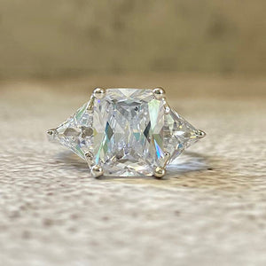 Cubic Zirconia with Triangle Side Stones Ring