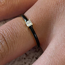 Cubic Zirconia Solitaire with Enamel Band Ring