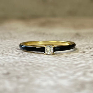 Cubic Zirconia Solitaire with Enamel Band Ring