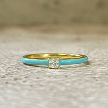 Cubic Zirconia Solitaire with Enamel Band Ring