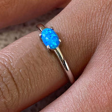 Blue Opal Oval Solitaire Ring