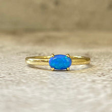 Blue Opal Oval Solitaire Ring