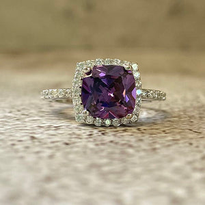 Cushion Cut Cubic Zirconia Halo Ring