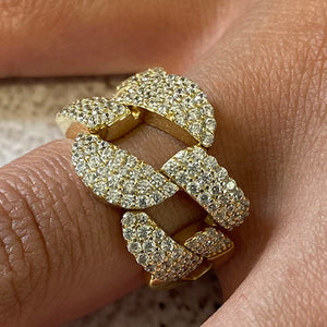 Wide Pave Chain Link Band Ring