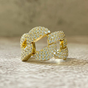 Wide Pave Chain Link Band Ring