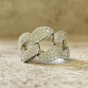 Wide Pave Chain Link Band Ring