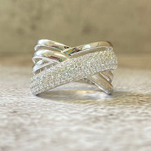 Wide Cubic Zirconia 4 Woven Band Ring