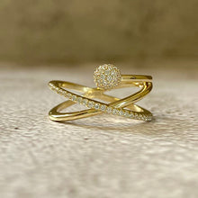 Cubic Zirconia Cluster Crisscross Ring