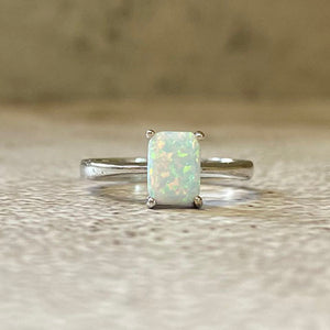 Rectangle Opal Solitaire Ring