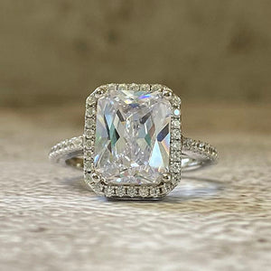 Large Cubic Zirconia Rectangle Solitaire Ring