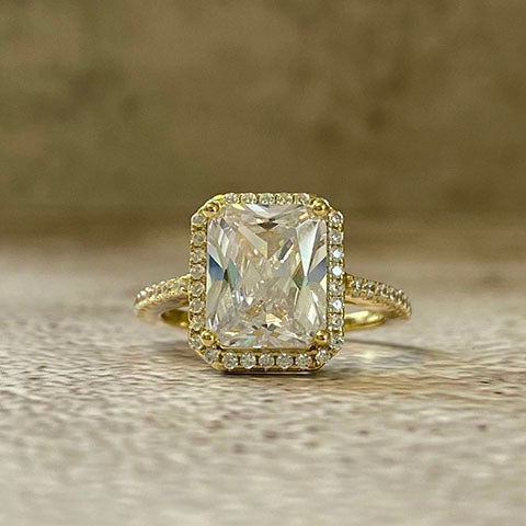 Large Cubic Zirconia Rectangle Solitaire Ring