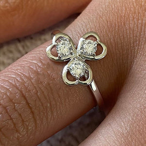 Clover Heart Cubic Zirconia Ring