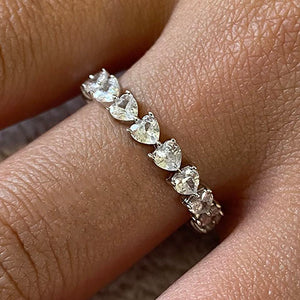 Cubic Zirconia Heart Eternity Band Ring