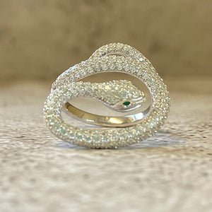 Open Mouth Pave Twirled Snake Ring