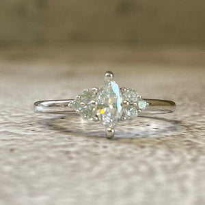 Almond Cubic Zirconia with Side Cluster Ring