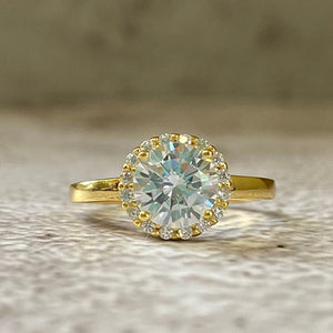 Cubic Zirconia Solitaire Halo Ring