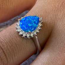 Opal Pear with Cubic Zirconia Halo Ring