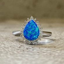 Opal Pear with Cubic Zirconia Halo Ring