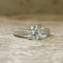 Cubic Zirconia Solitaire with Pave Band Ring