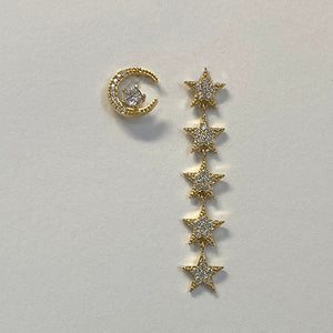 Moon & Stars Stud Dangle Earrings