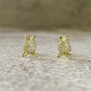 Cubic Zirconia Rose Stud Earrings