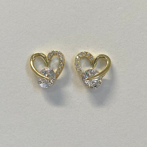 Cubic Zirconia Heart Twisted Stud Earrings