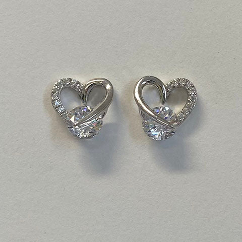 Cubic Zirconia Heart Twisted Stud Earrings