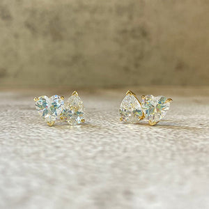 Dual Stone Stud Earrings