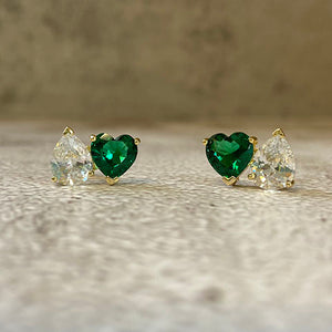 Dual Stone Stud Earrings