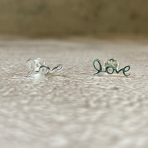 Love Script Stud Earrings