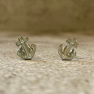 Pave Anchor Stud Earrings