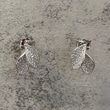 Dual Leaf Pave Stud Earrings