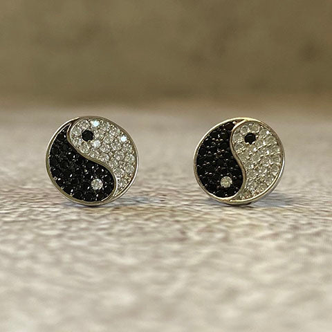 Pave Yin Yang Stud Earrings