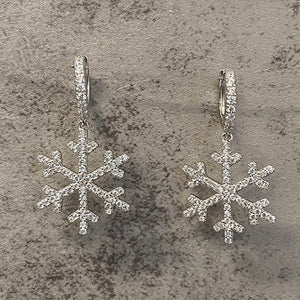 Large Snowflake Hoop Dangle Earrings