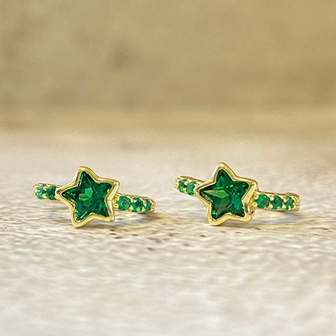 Studded Star Hoop Huggie Earrings