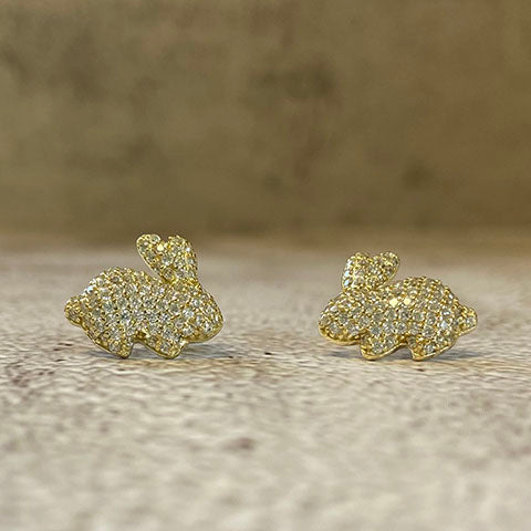 Pave Rabbit Stud Earrings