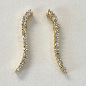 Long Cubic Zirconia Curve Earrings