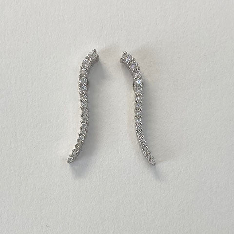 Long Cubic Zirconia Curve Earrings